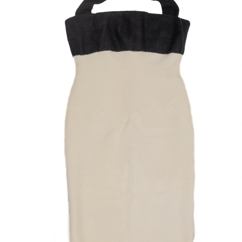 RARE Chanel‎ Black & Cream Wool Halter Dress - Size 38
